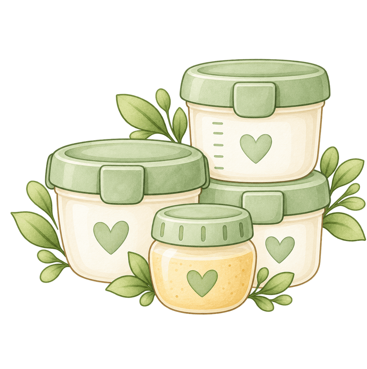 Kit de potes para leite e papinhas
